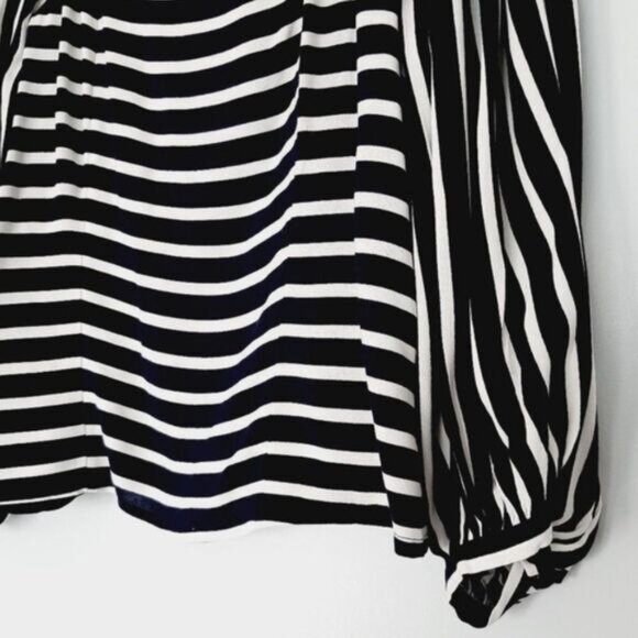 BANANA REPUBLIC Puff Sleeve Boho Square Neck Stripped Crop Blouse Sz S - Picture 5 of 13